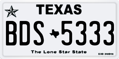 TX license plate BDS5333