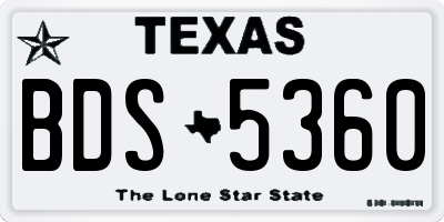 TX license plate BDS5360