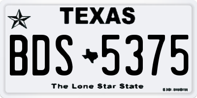 TX license plate BDS5375