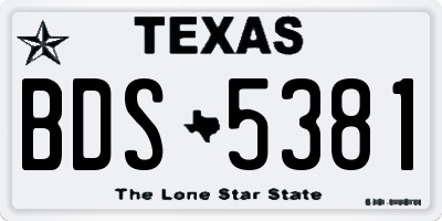 TX license plate BDS5381