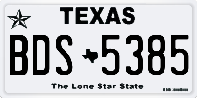 TX license plate BDS5385