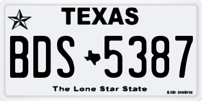 TX license plate BDS5387