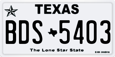 TX license plate BDS5403