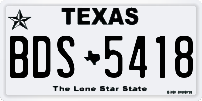TX license plate BDS5418