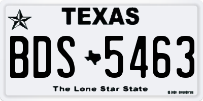 TX license plate BDS5463