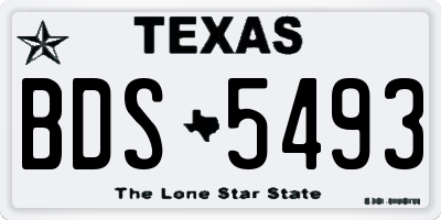 TX license plate BDS5493
