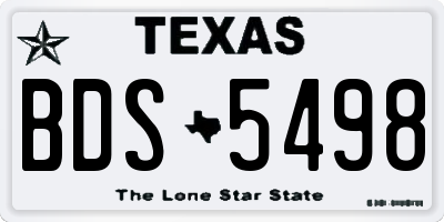 TX license plate BDS5498