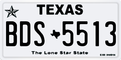 TX license plate BDS5513