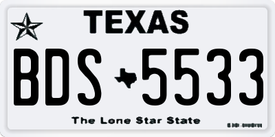 TX license plate BDS5533