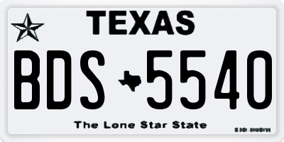 TX license plate BDS5540