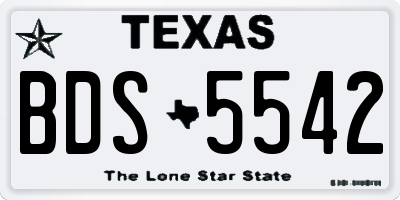 TX license plate BDS5542