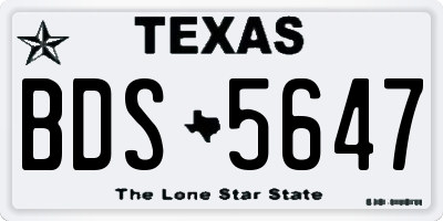 TX license plate BDS5647