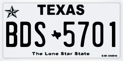 TX license plate BDS5701