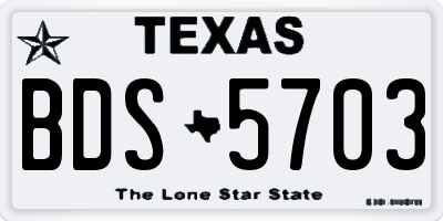 TX license plate BDS5703