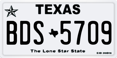 TX license plate BDS5709