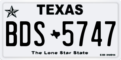 TX license plate BDS5747