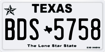 TX license plate BDS5758