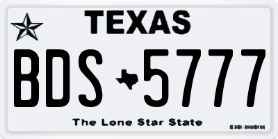 TX license plate BDS5777