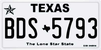TX license plate BDS5793