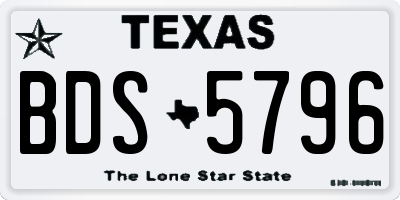 TX license plate BDS5796