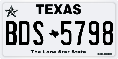 TX license plate BDS5798