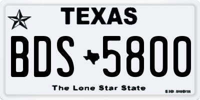 TX license plate BDS5800