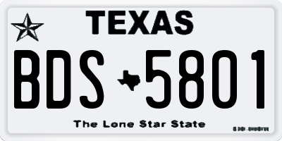 TX license plate BDS5801