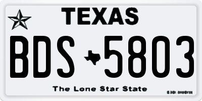 TX license plate BDS5803
