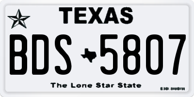 TX license plate BDS5807