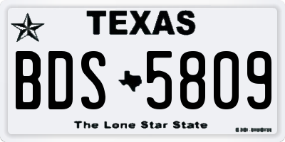 TX license plate BDS5809