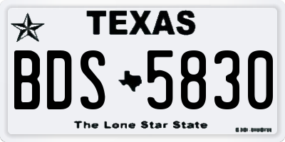 TX license plate BDS5830