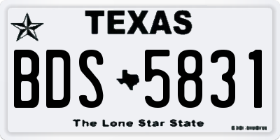 TX license plate BDS5831