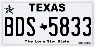 TX license plate BDS5833