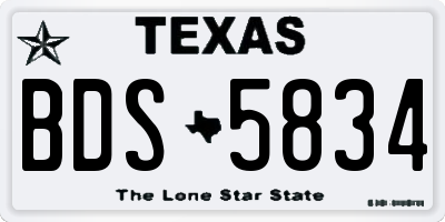 TX license plate BDS5834