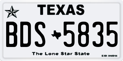 TX license plate BDS5835
