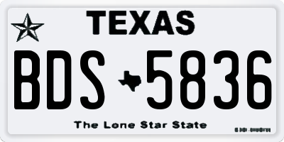 TX license plate BDS5836