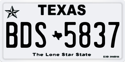 TX license plate BDS5837