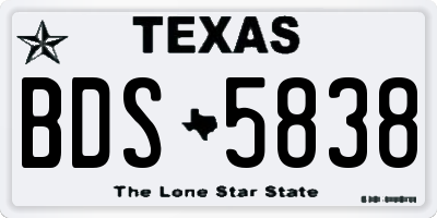 TX license plate BDS5838
