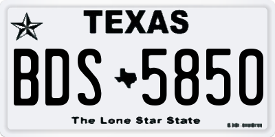 TX license plate BDS5850