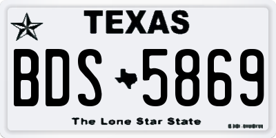 TX license plate BDS5869