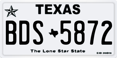 TX license plate BDS5872