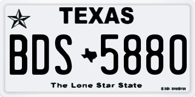 TX license plate BDS5880