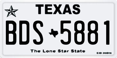 TX license plate BDS5881