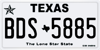 TX license plate BDS5885