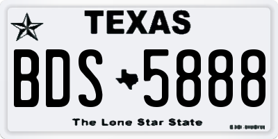 TX license plate BDS5888