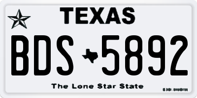TX license plate BDS5892