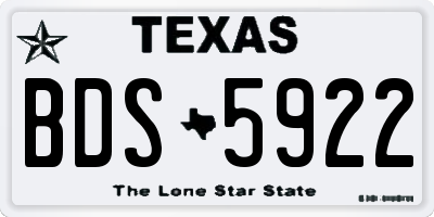 TX license plate BDS5922