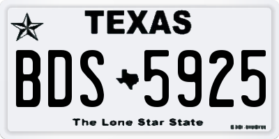 TX license plate BDS5925