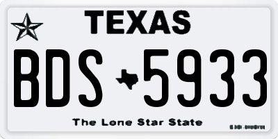 TX license plate BDS5933