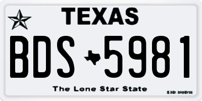 TX license plate BDS5981